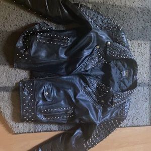 Genuine Leather Studded Jacket For Men